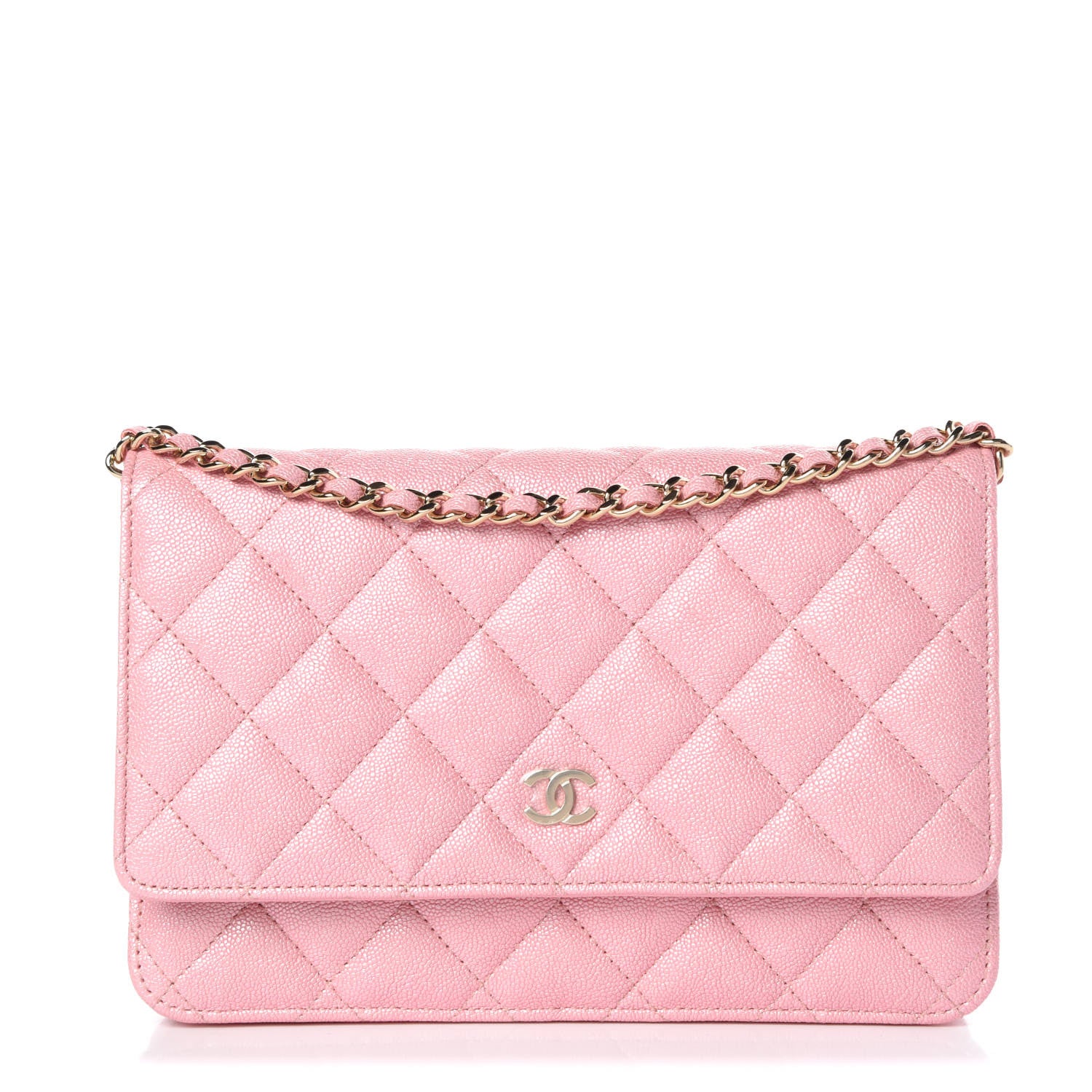 Chanel Iridescent Caviar Quilted Wallet on Chain WOC Rose Pink 1 of 11