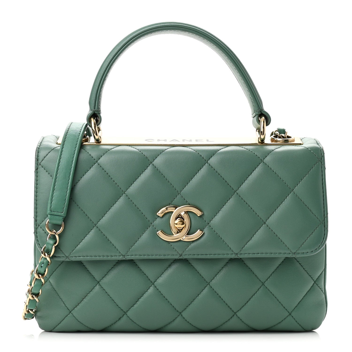 Chanel Lambskin Quilted Small Trendy CC Flap Dual Handle Bag Light Green 1 of 9