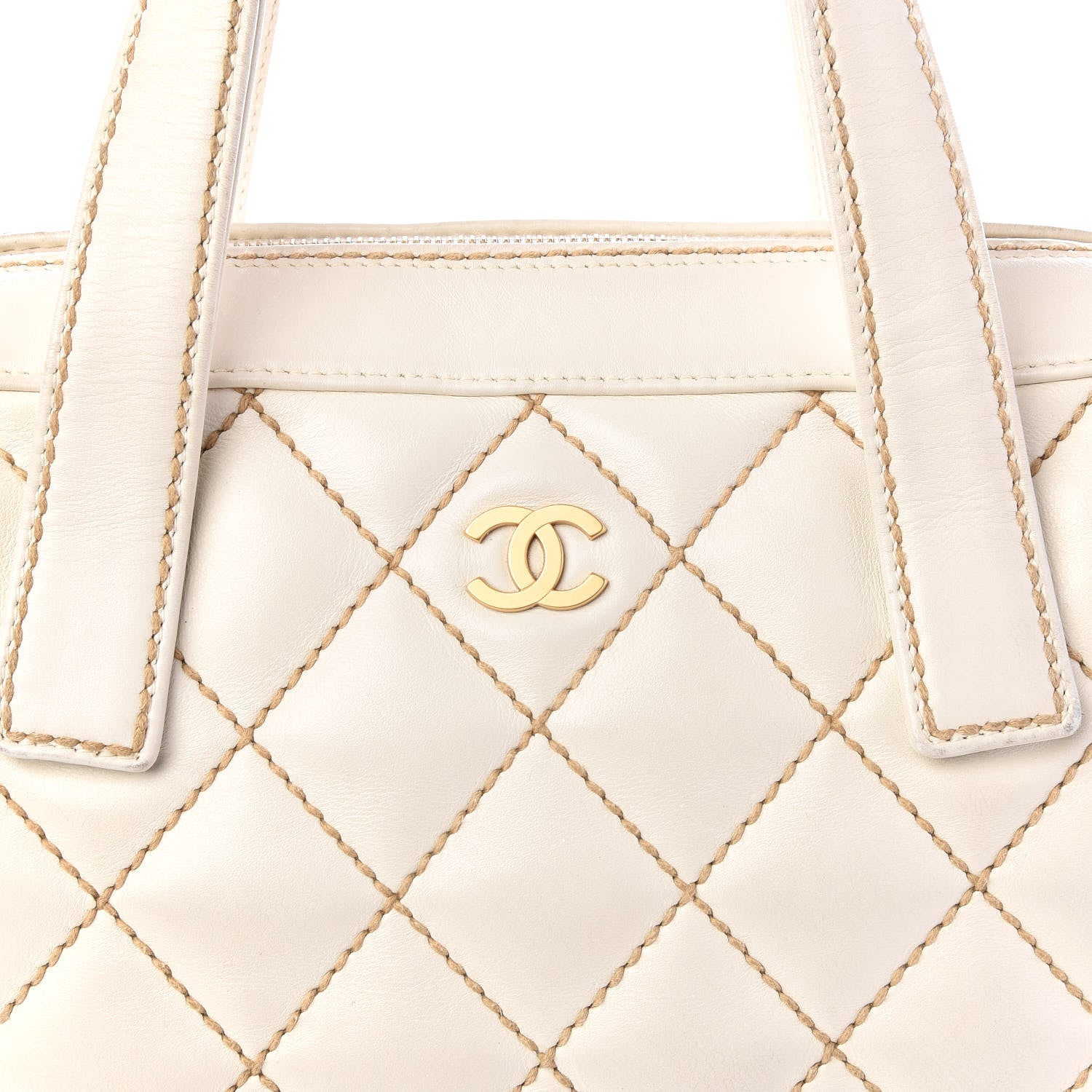 Chanel Calfskin Contrast Stitch Surpique Bowler White 11 of 11