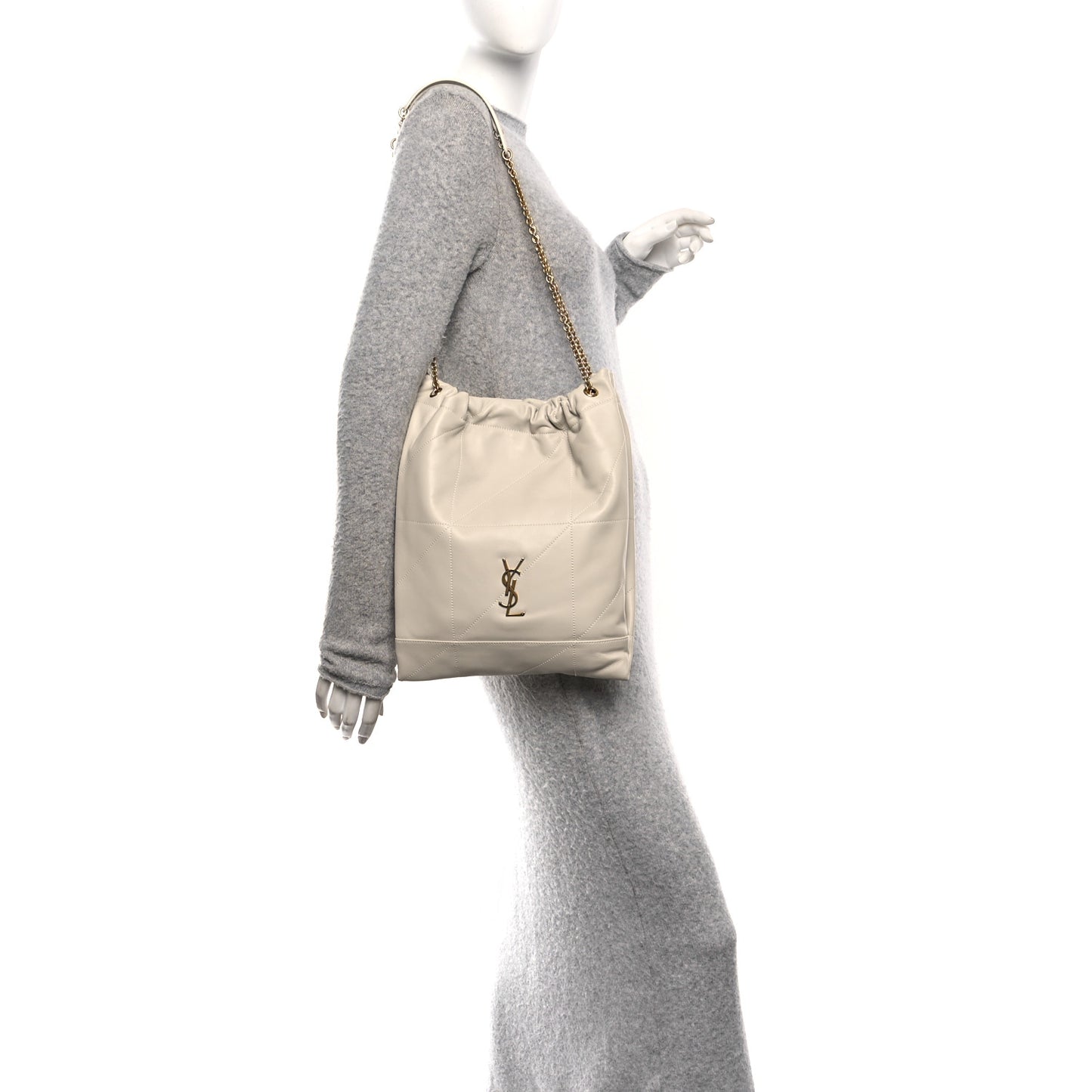 Lambskin Matelasse Monogram Medium Jamie 4.3 Pochon Crema Soft