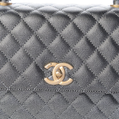 Chanel Metallic Caviar Quilted Small Coco Handle Flap Silver 8 of 14