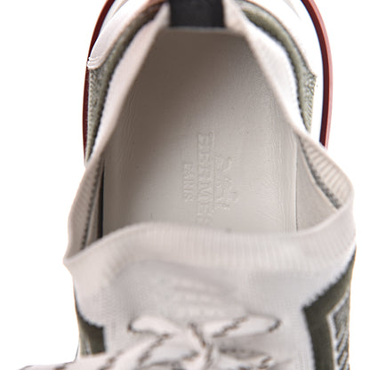 Hermes Knit Goatskin Womens Addict Sneakers 35 Vert The Imperial White 7 of 8