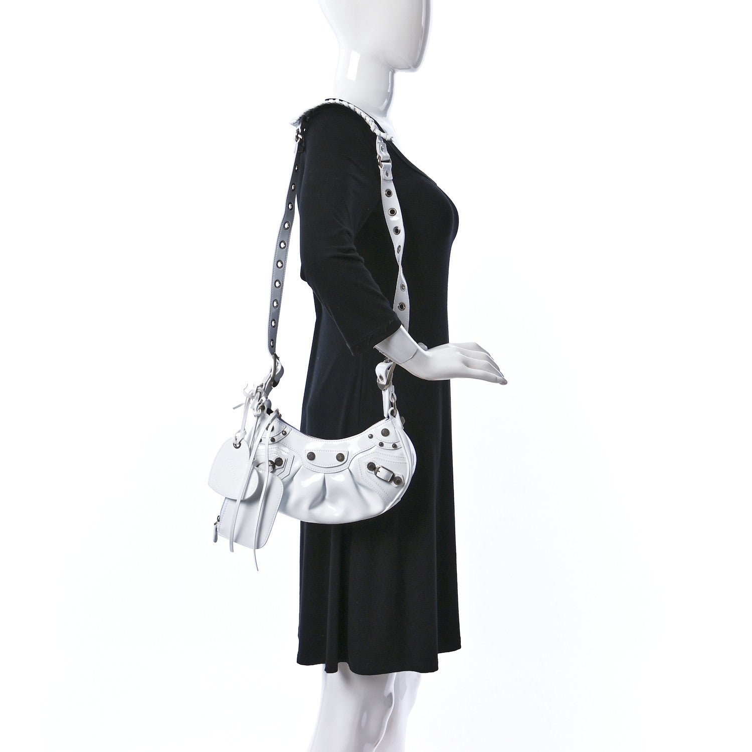 Balenciaga Patent Faux Leather Le Cagole Shoulder Bag XS White 3 of 9