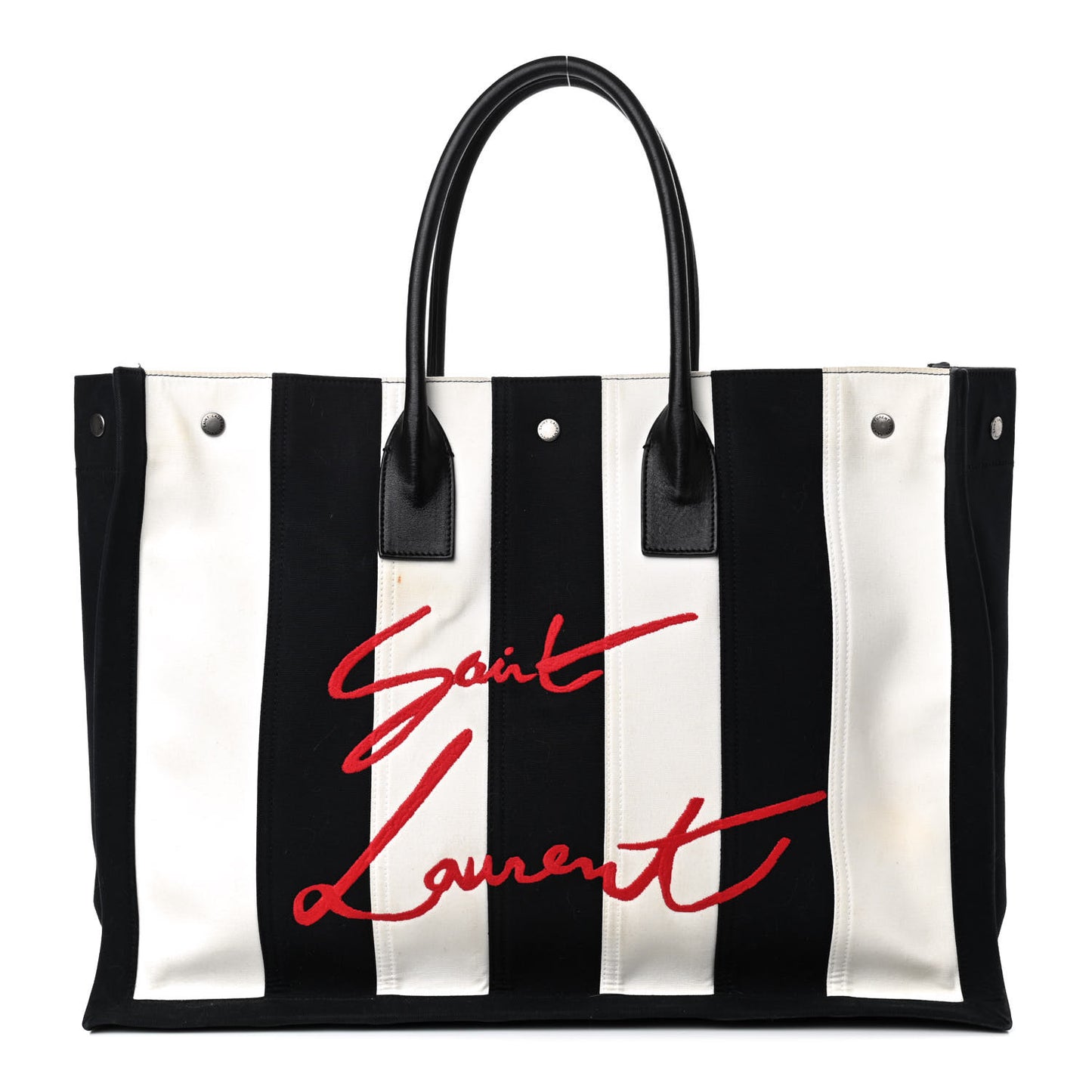 Canvas Noe Striped Tote Black White