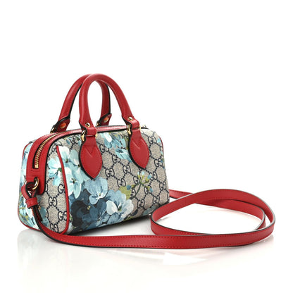 Gucci GG Supreme Monogram Blooms Mini Boston Navy Blue Hibiscus 3 of 11