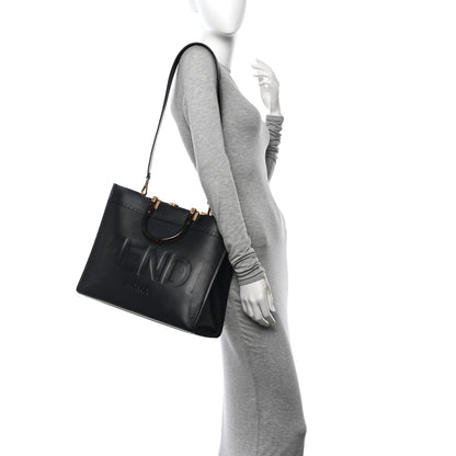 Fendi Vitello King Plexiglass Medium Fendi Sunshine Shopper Tote Black 2 of 13