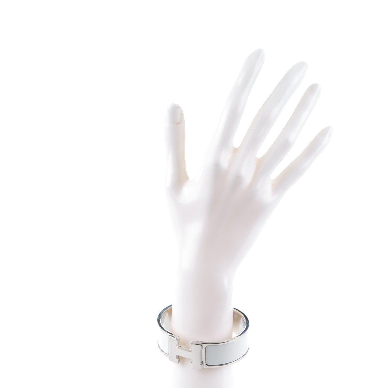 Hermes Enamel Wide Clic Clac H Bracelet GM White 2 of 5