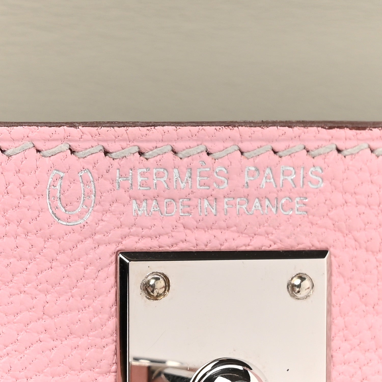 Hermes Chevre Mysore Horseshoe Mini Kelly Sellier 20 Rose Sakura Gris Perle 6 of 17