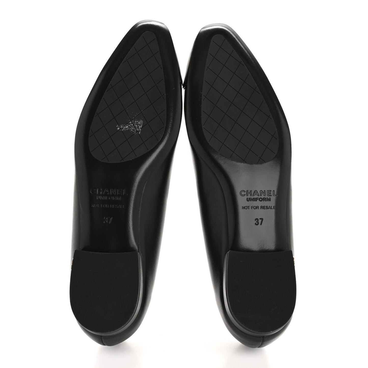 Lambskin Cap Toe CC Uniform Ballerina Flats 37 Black