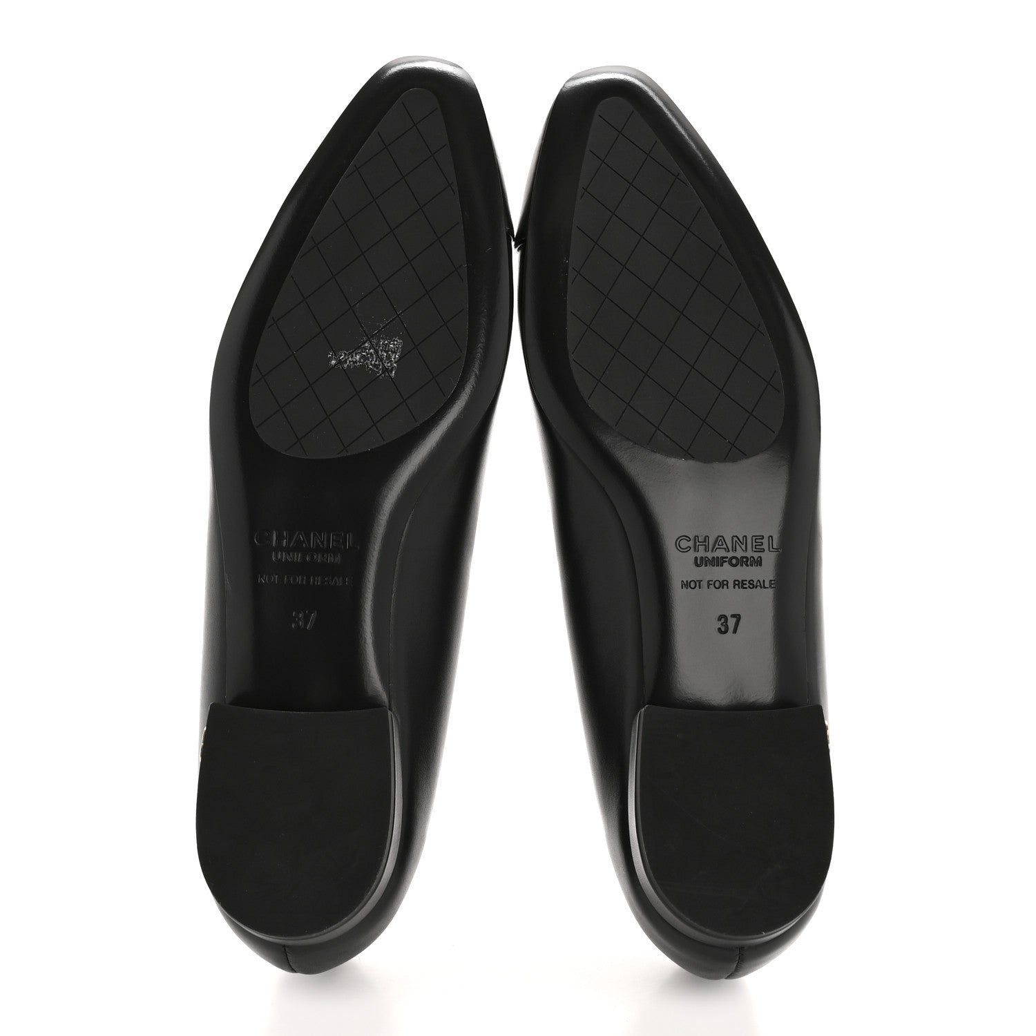 Chanel Lambskin Cap Toe CC Uniform Ballerina Flats 37 Black 6 of 10