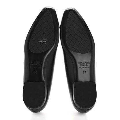 Chanel Lambskin Cap Toe CC Uniform Ballerina Flats 37 Black 6 of 10