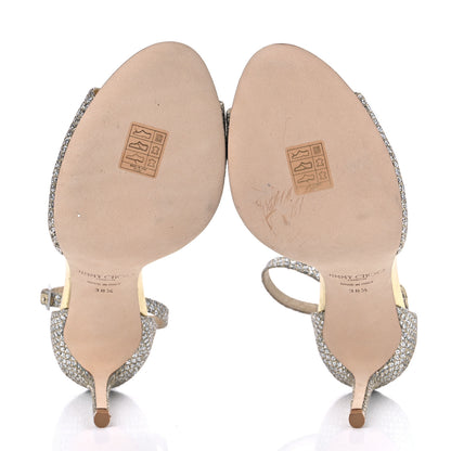 Jimmy Choo Glitter Fabric Crystal Maria Sandals 38.5 Champagne 5 of 7