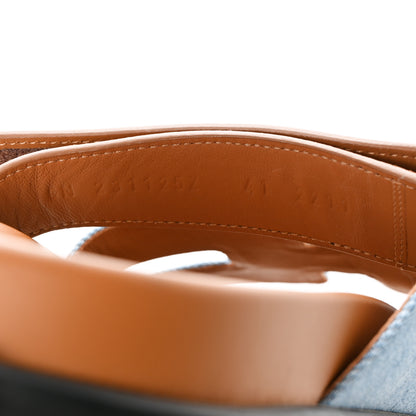 Hermes Denim Calfskin Womens Chypre Sandals 41 Bleu Clair Naturel 7 of 8