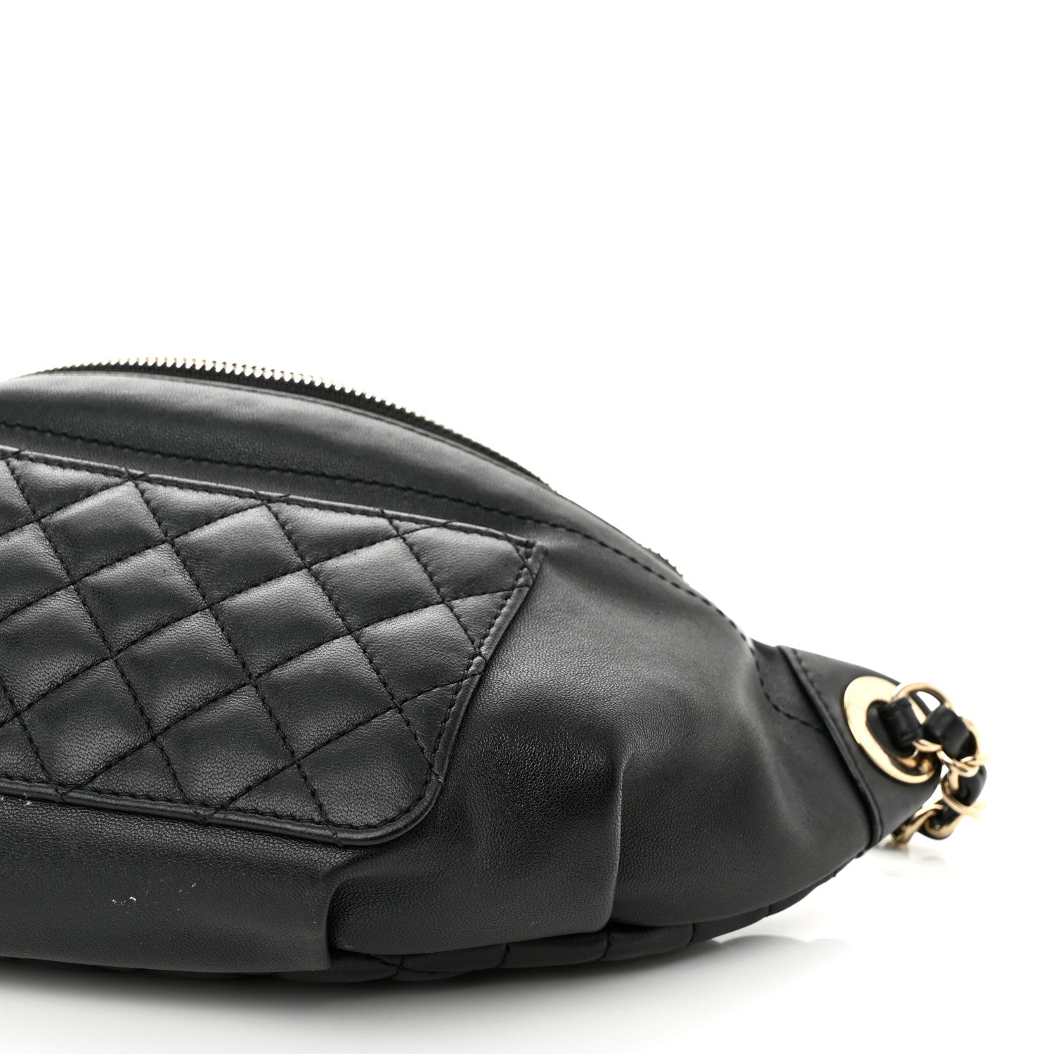 Chanel Lambskin Quilted Waist Bag Fanny Pack Black 10 of 12