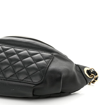 Chanel Lambskin Quilted Waist Bag Fanny Pack Black 10 of 12