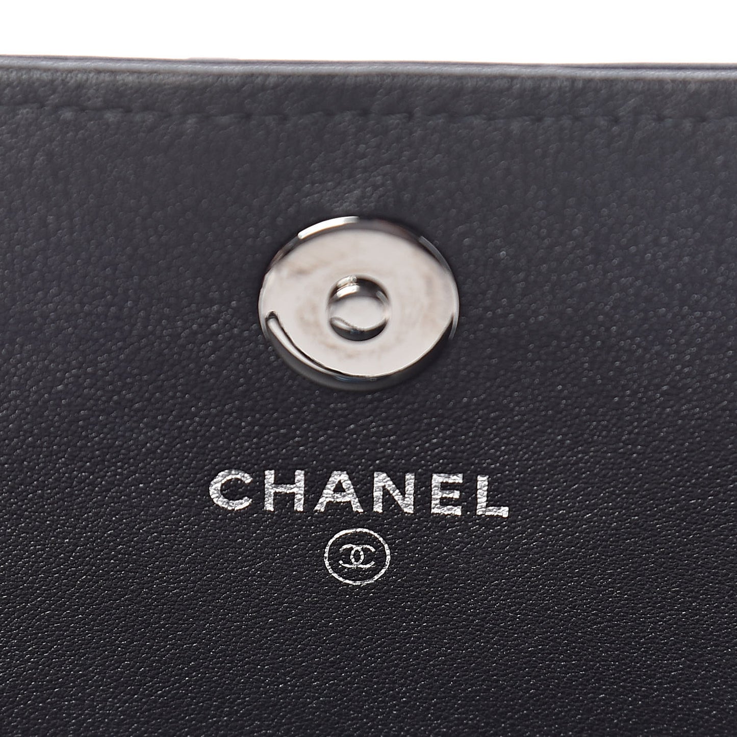 Lambskin Boy Wallet On Removable Chain WOC Black Navy