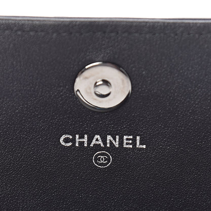 Chanel Lambskin Boy Wallet On Removable Chain WOC Black Navy 7 of 11