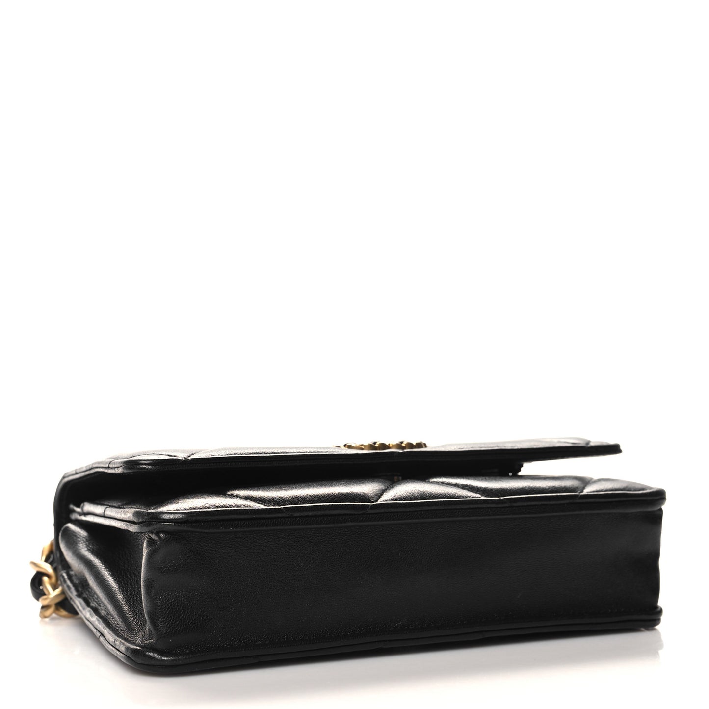 Lambskin Quilted Chanel 19 Wallet On Chain WOC Black