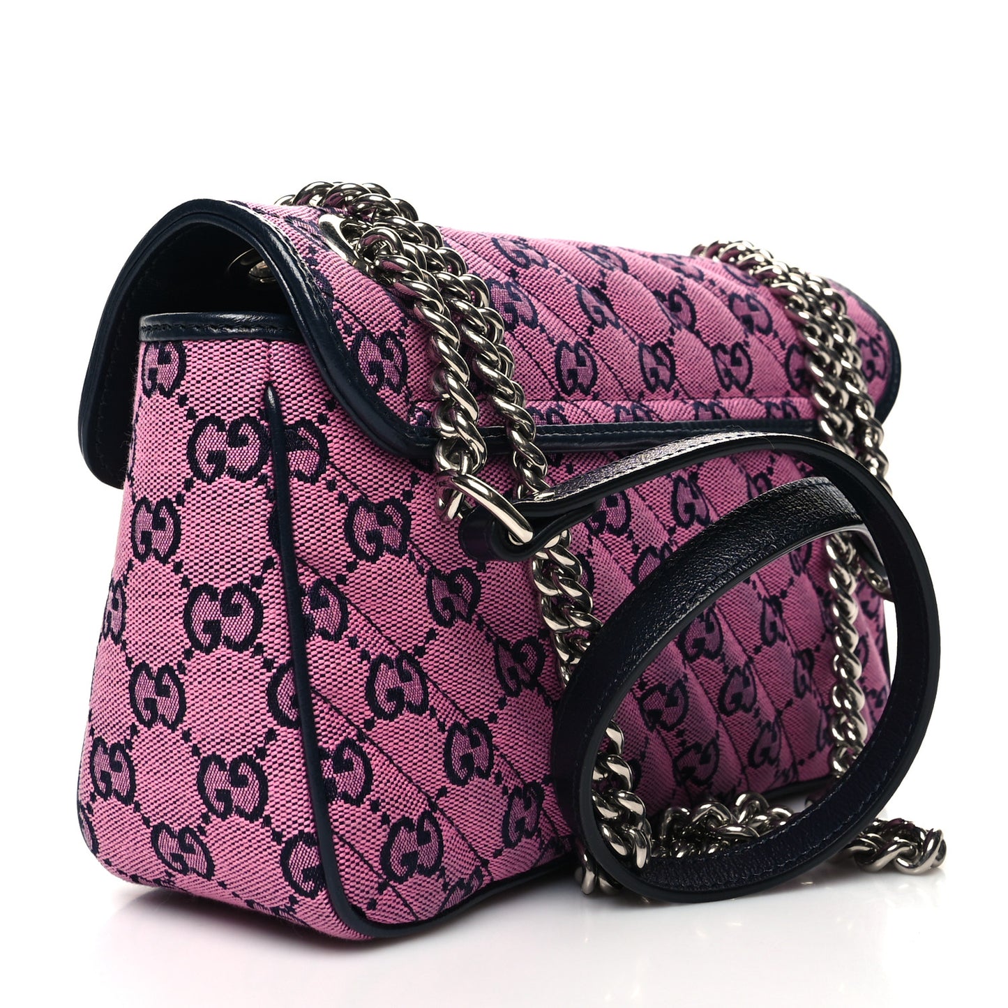 Monogram Multicolor Matelasse Diagonal Small GG Marmont Shoulder Bag Pink Blue