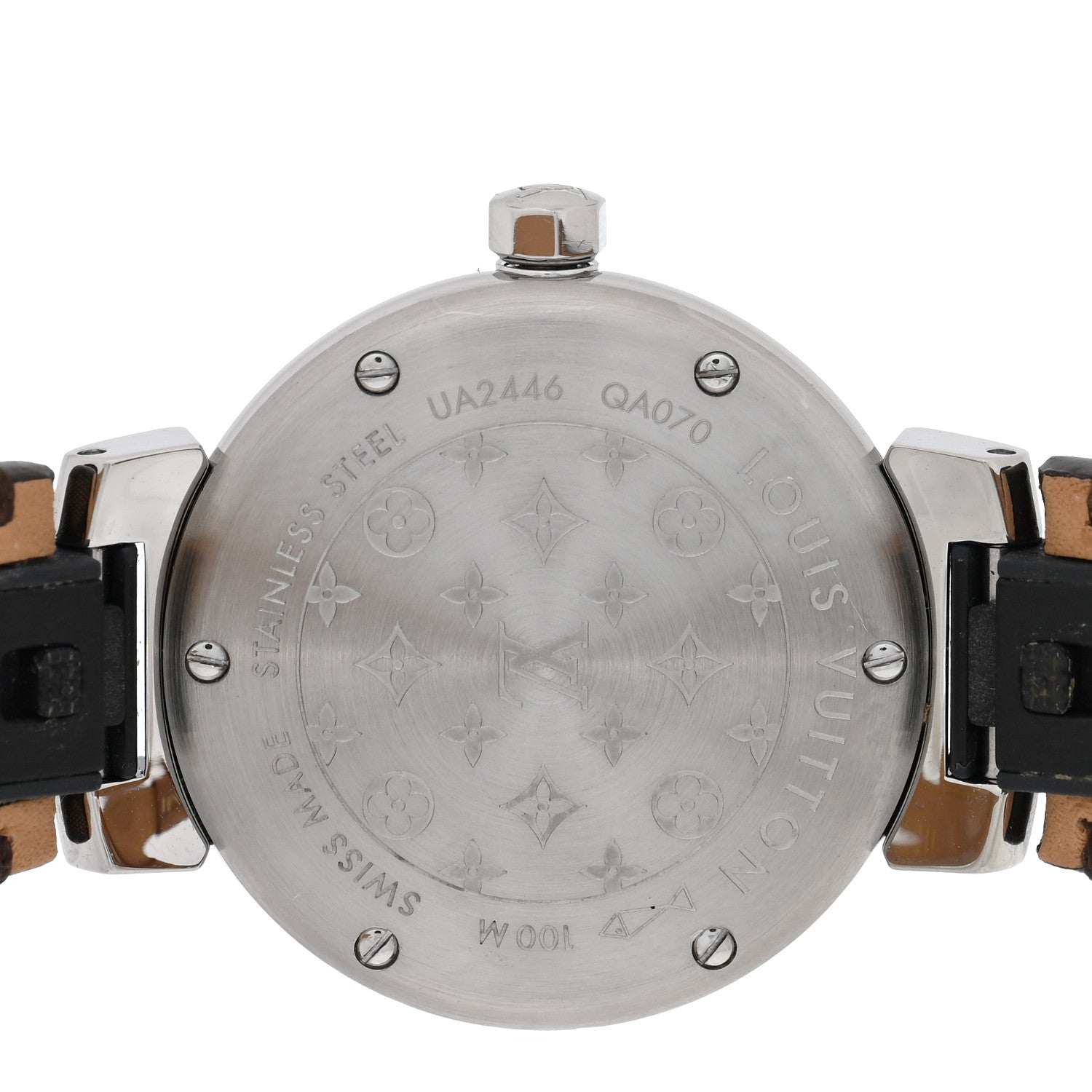 Louis Vuitton Stainless Steel Monogram 28mm Tambour Quartz Watch Brown 4 of 5