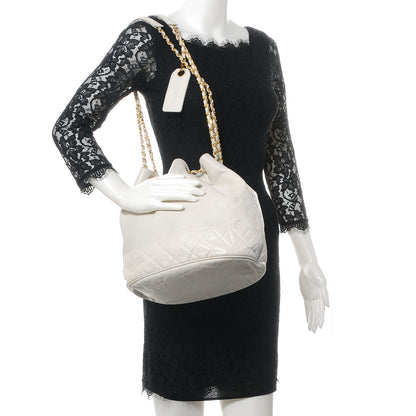 Chanel Lambskin Drawstring Shoulder Bag White 2 of 9