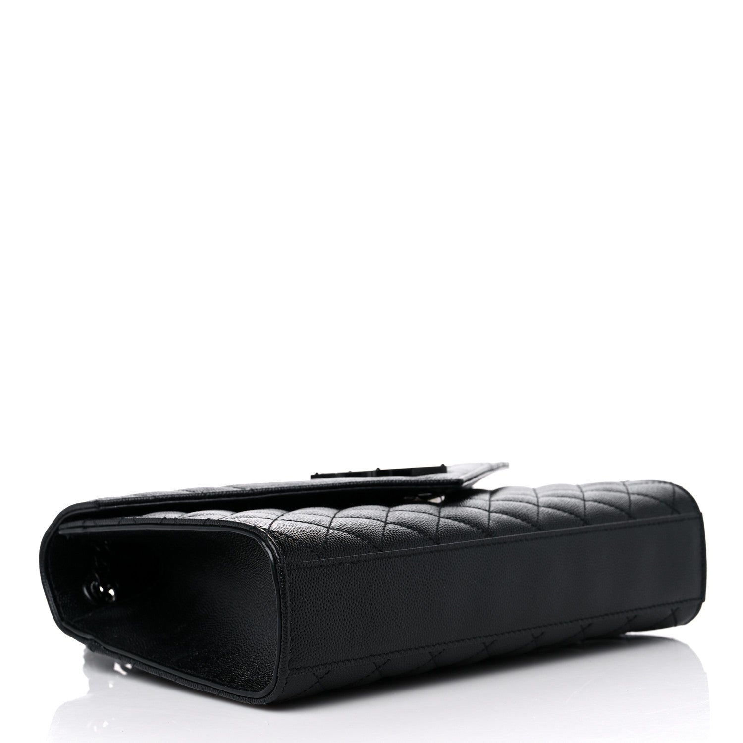 Saint Laurent Grain De Poudre Textured Mixed Matelasse Triquilt Medium Monogram Satchel Black 4 of 13