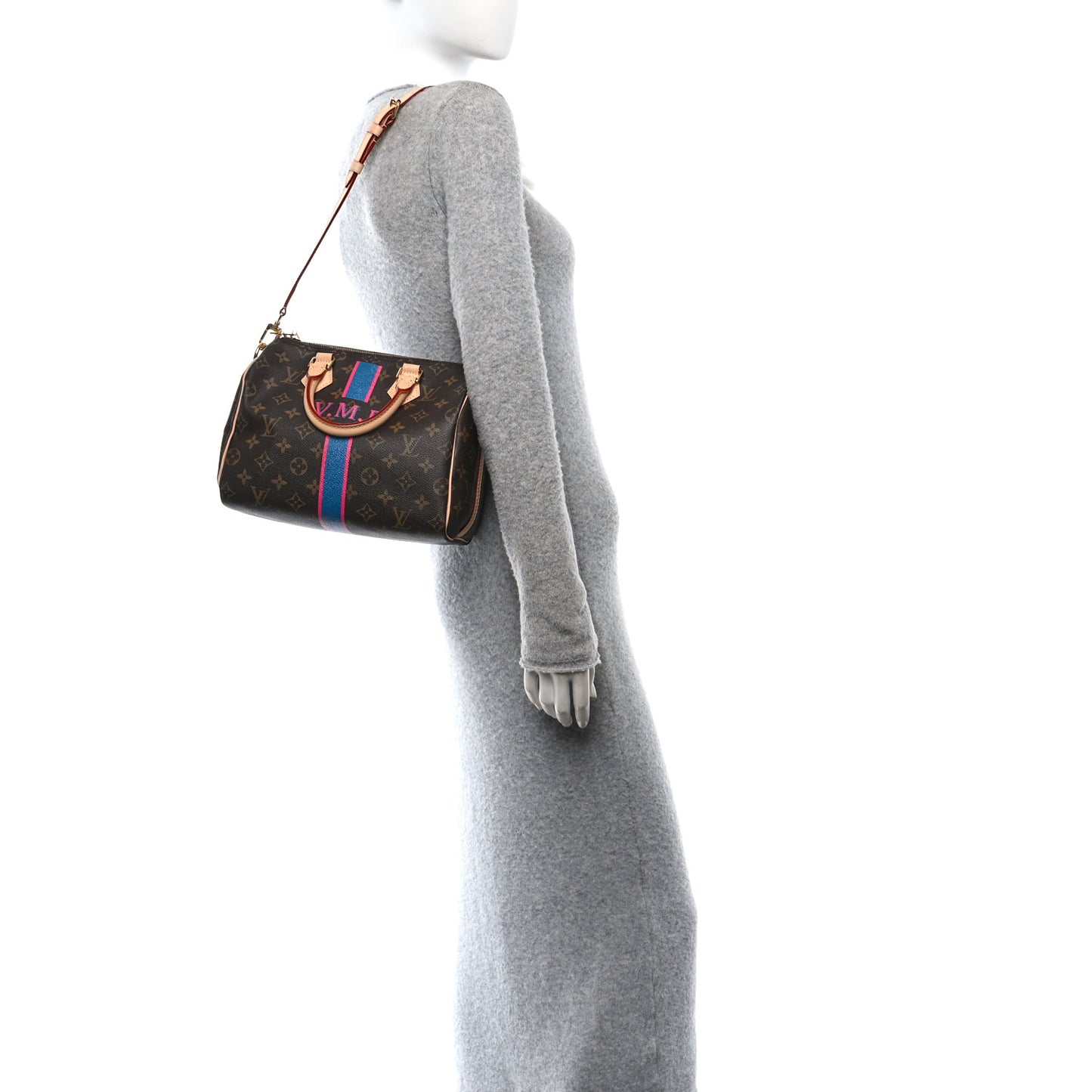 Monogram My LV Heritage Speedy Bandouliere 25 Bleu de France Fuchsia