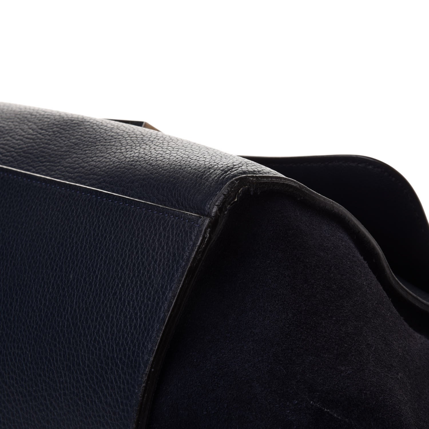 Celine Drummed Calfskin Suede Medium Trapeze Navy Blue 9 of 16