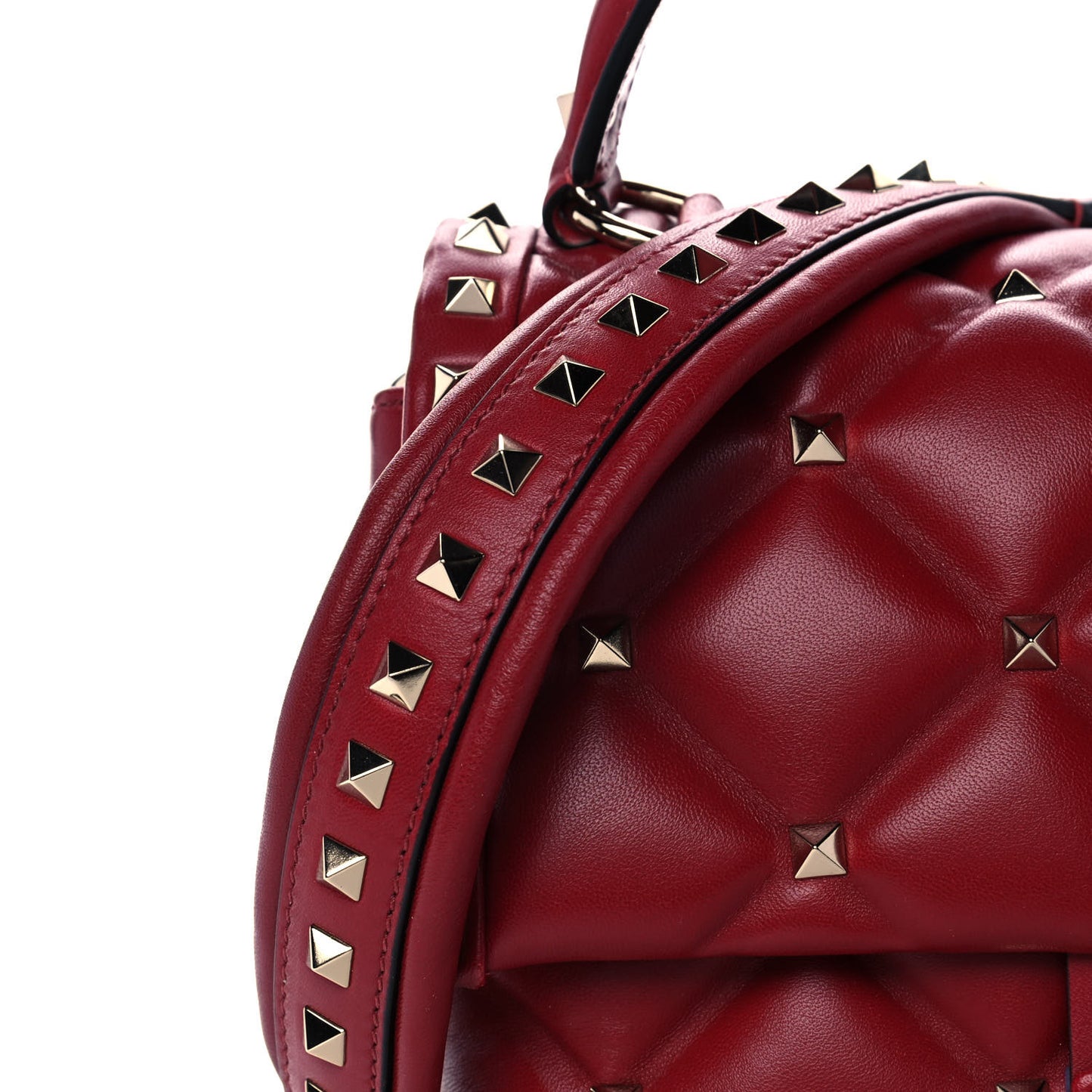 Nappa Medium Candystud Top Handle Bag Rosso Valentino