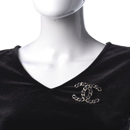 Chanel Lambskin Chain CC Brooch Black Gold 2 of 4