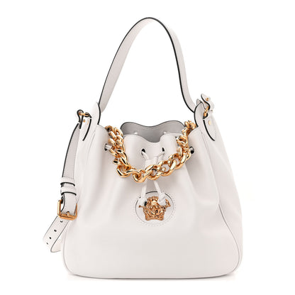Versace Grained Calfskin La Medusa Bucket Bag Optical White 1 of 9