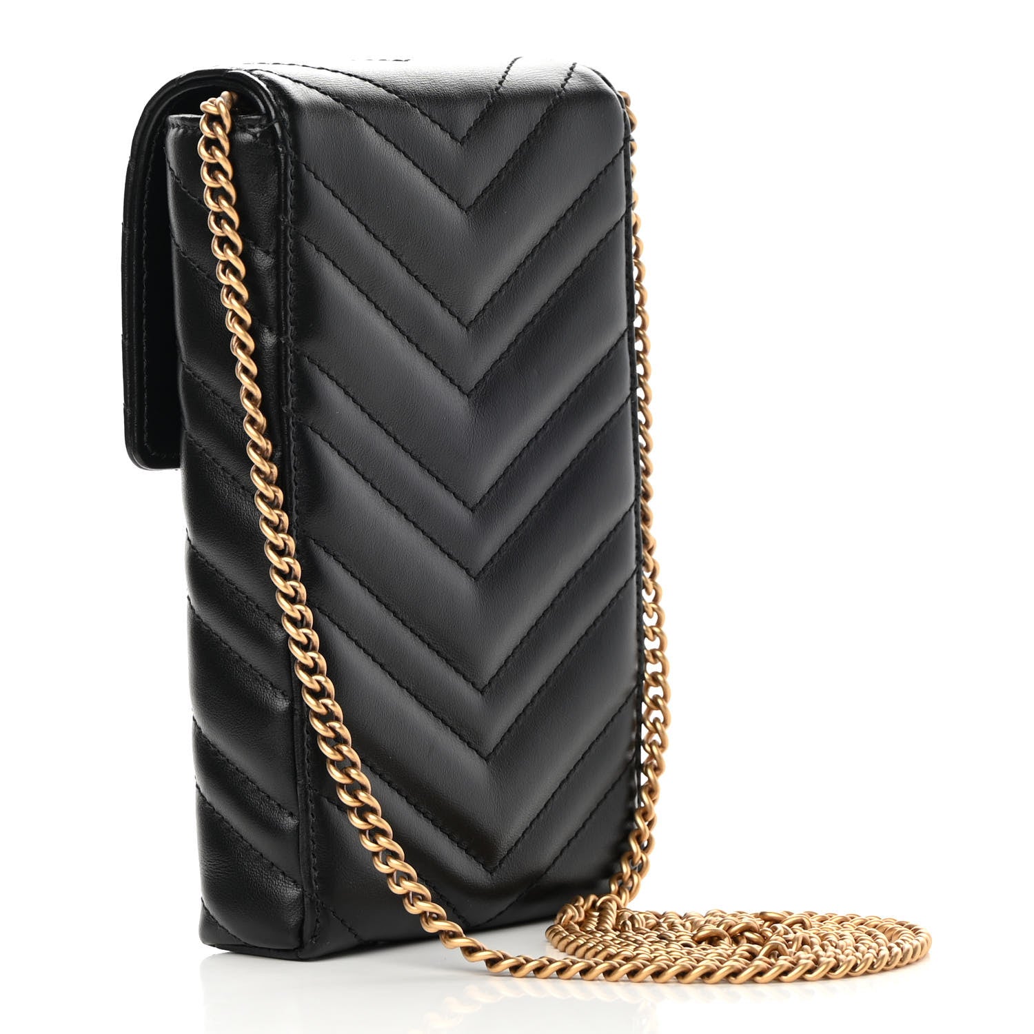 Gucci Calfskin Matelasse Mini GG Marmont Crossbody Bag Black 3 of 12