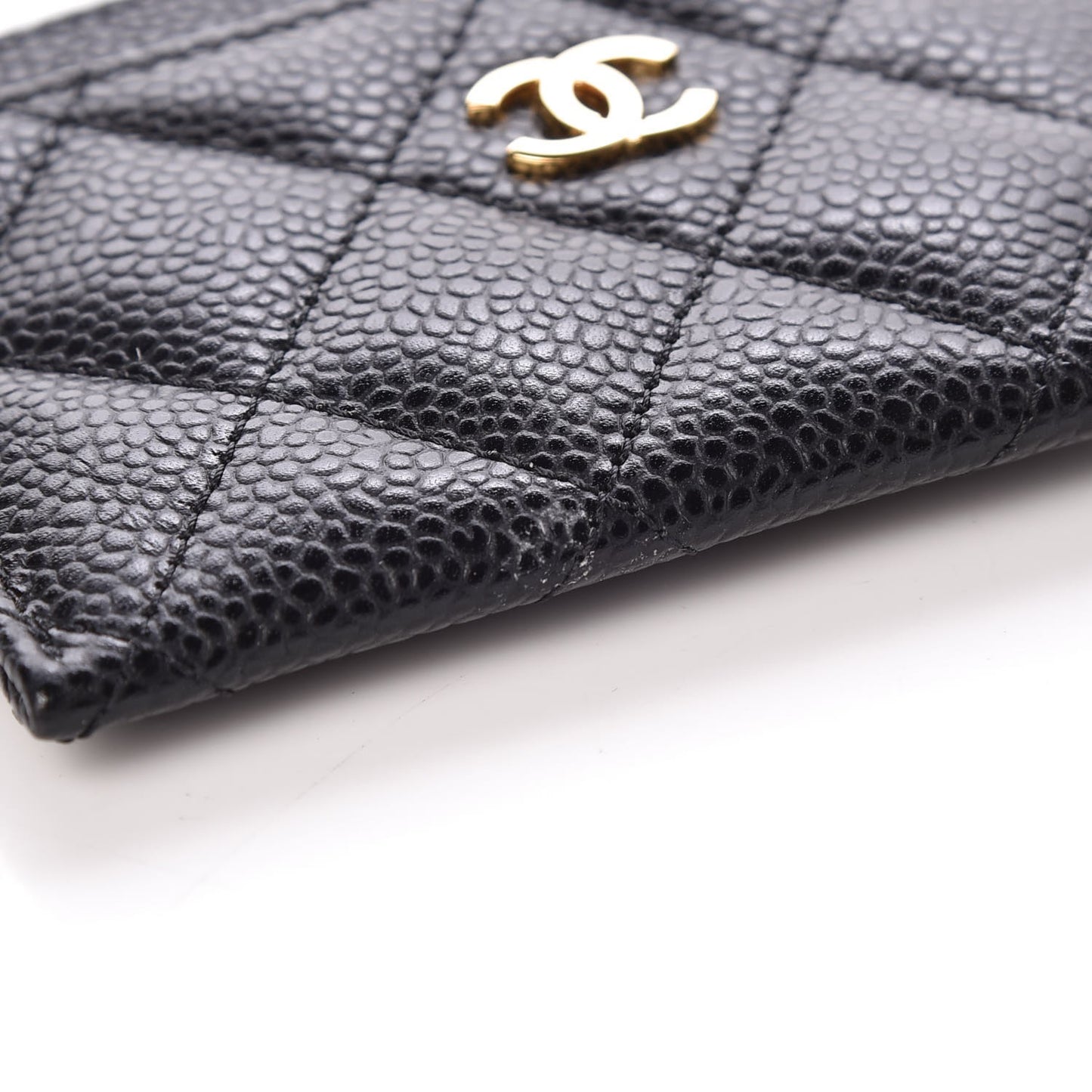Caviar Quilted Card Holder Black
