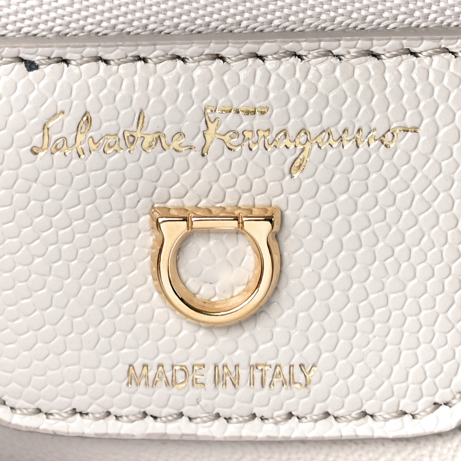 Salvatore Ferragamo Calfskin Quilted Gancini Flap Bag Bone 8 of 9