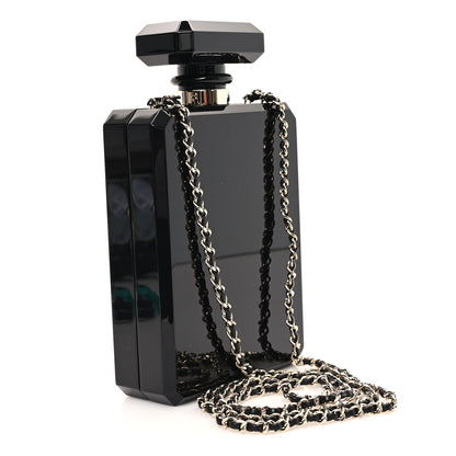 Chanel Plexiglass Perfume Bottle Clutch Black Gold 3 of 12
