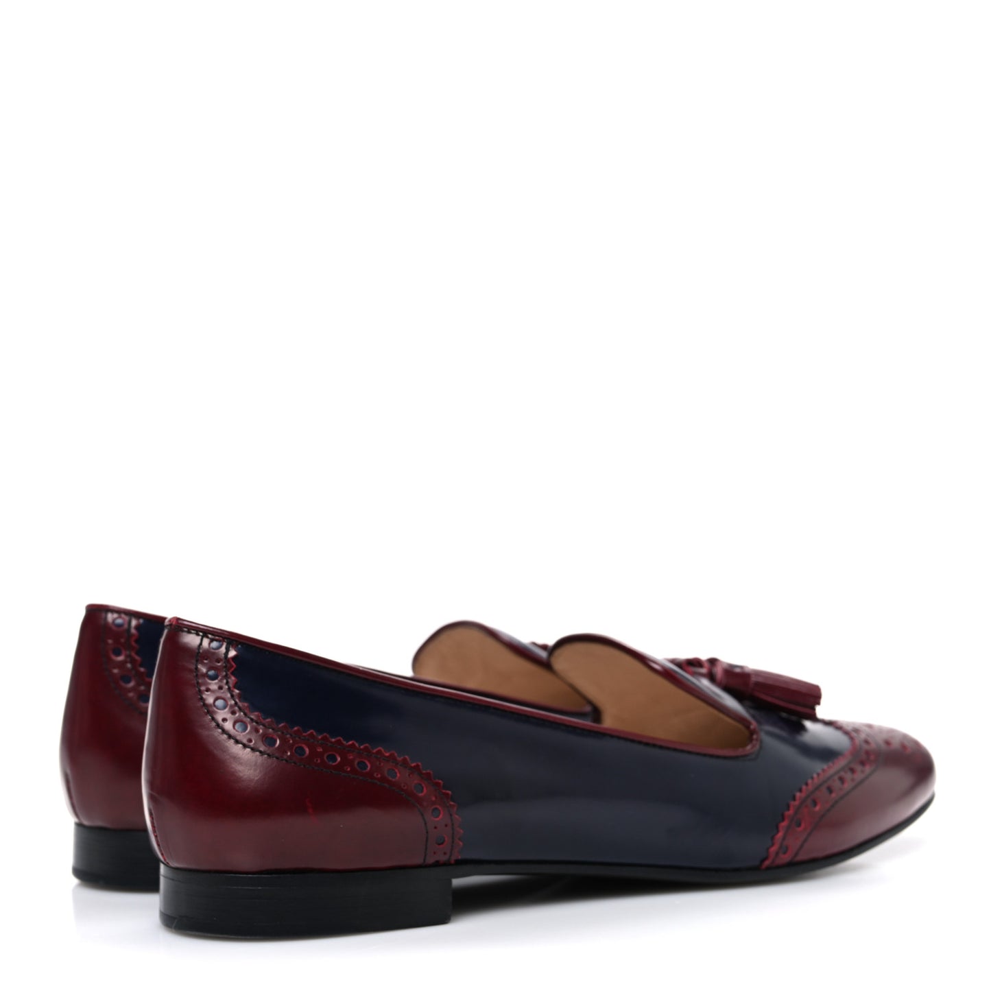 Calfskin Tassel Slip On Loafers 38 Navy Red
