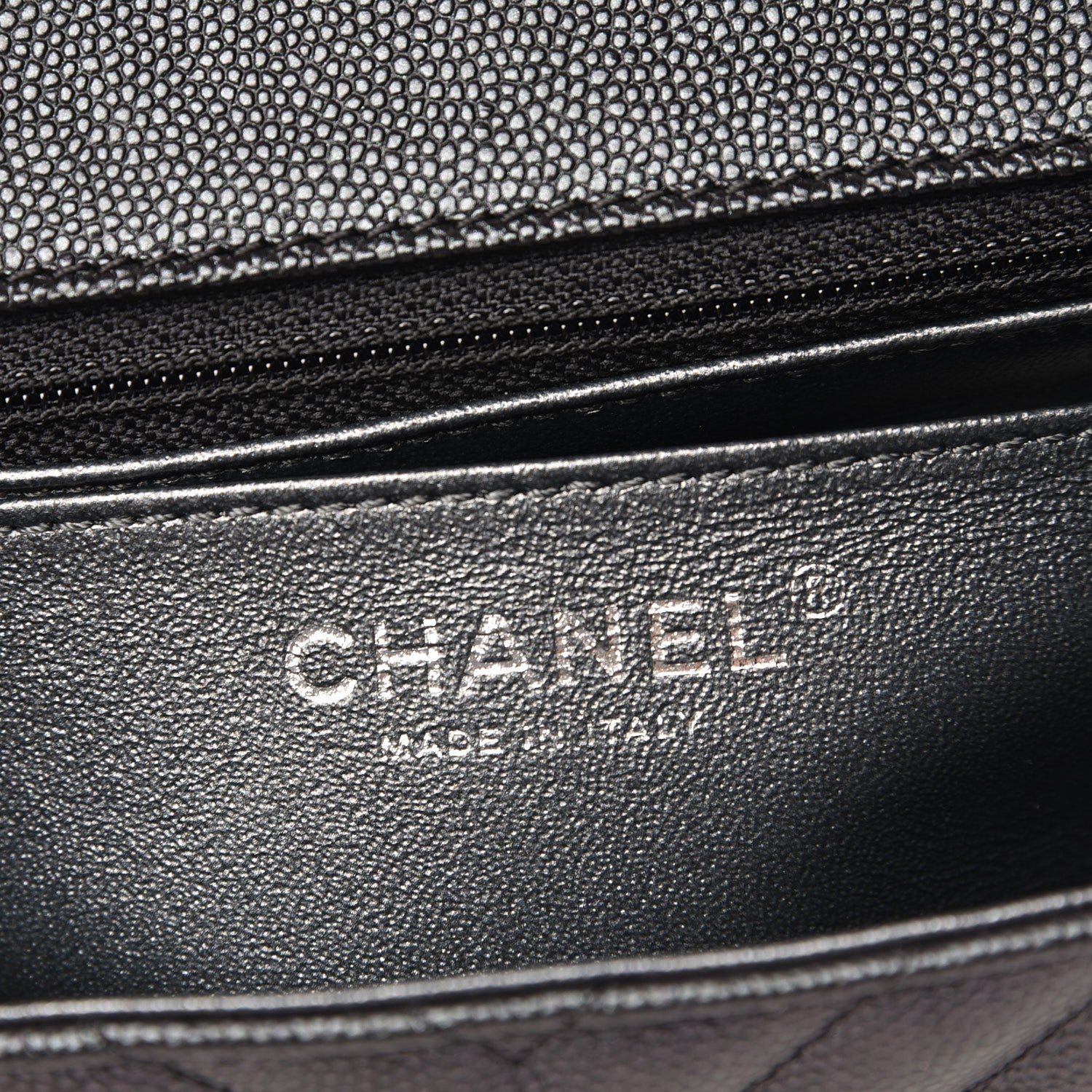 Chanel Metallic Caviar Chevron Quilted Mini Rectangular Flap Black 7 of 8