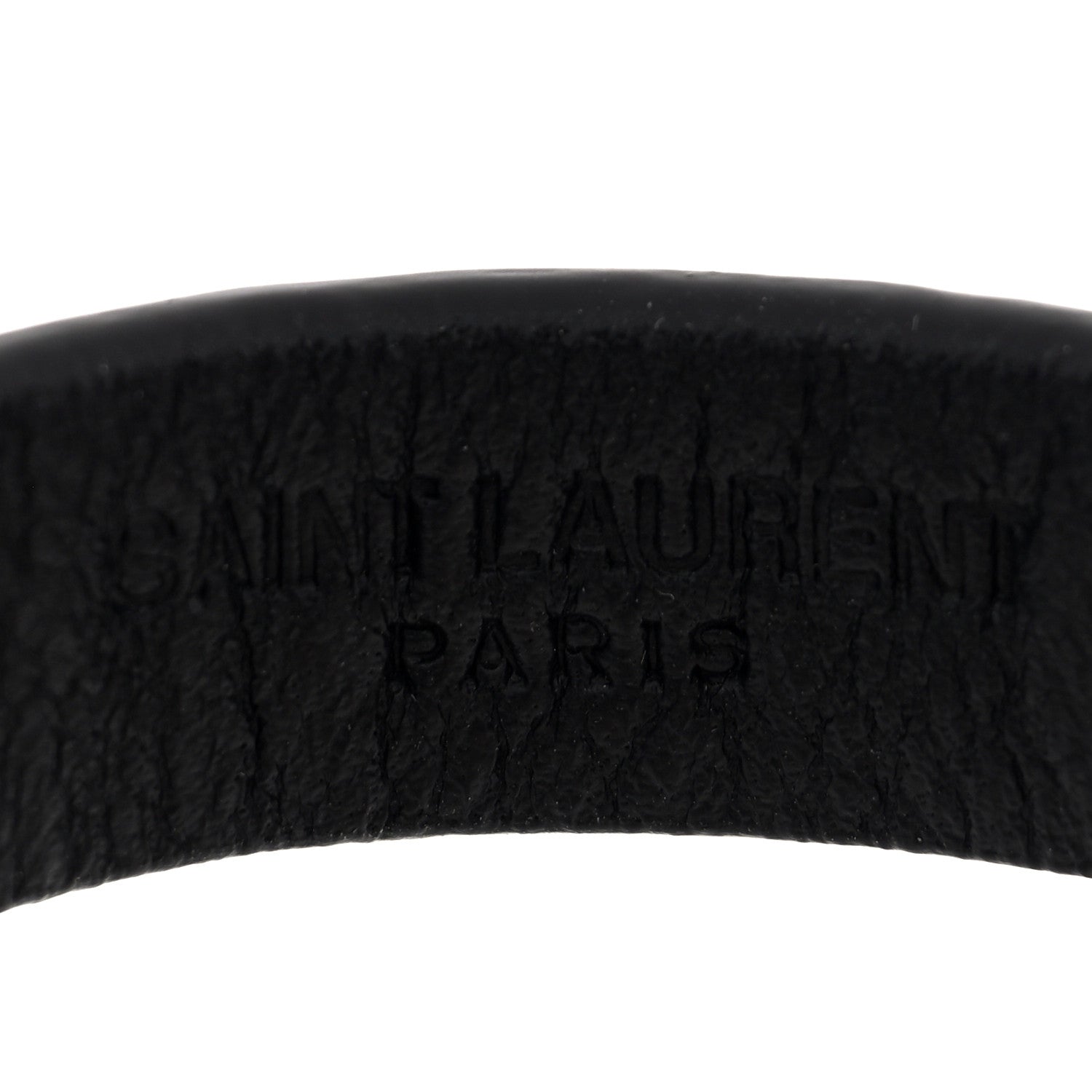 Saint Laurent Calfskin Cocco Print Bracelet M  Black 4 of 4