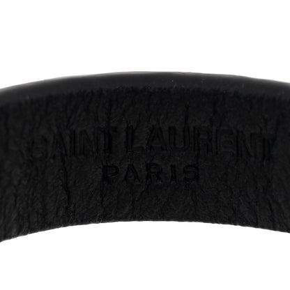 Saint Laurent Calfskin Cocco Print Bracelet M  Black 4 of 4