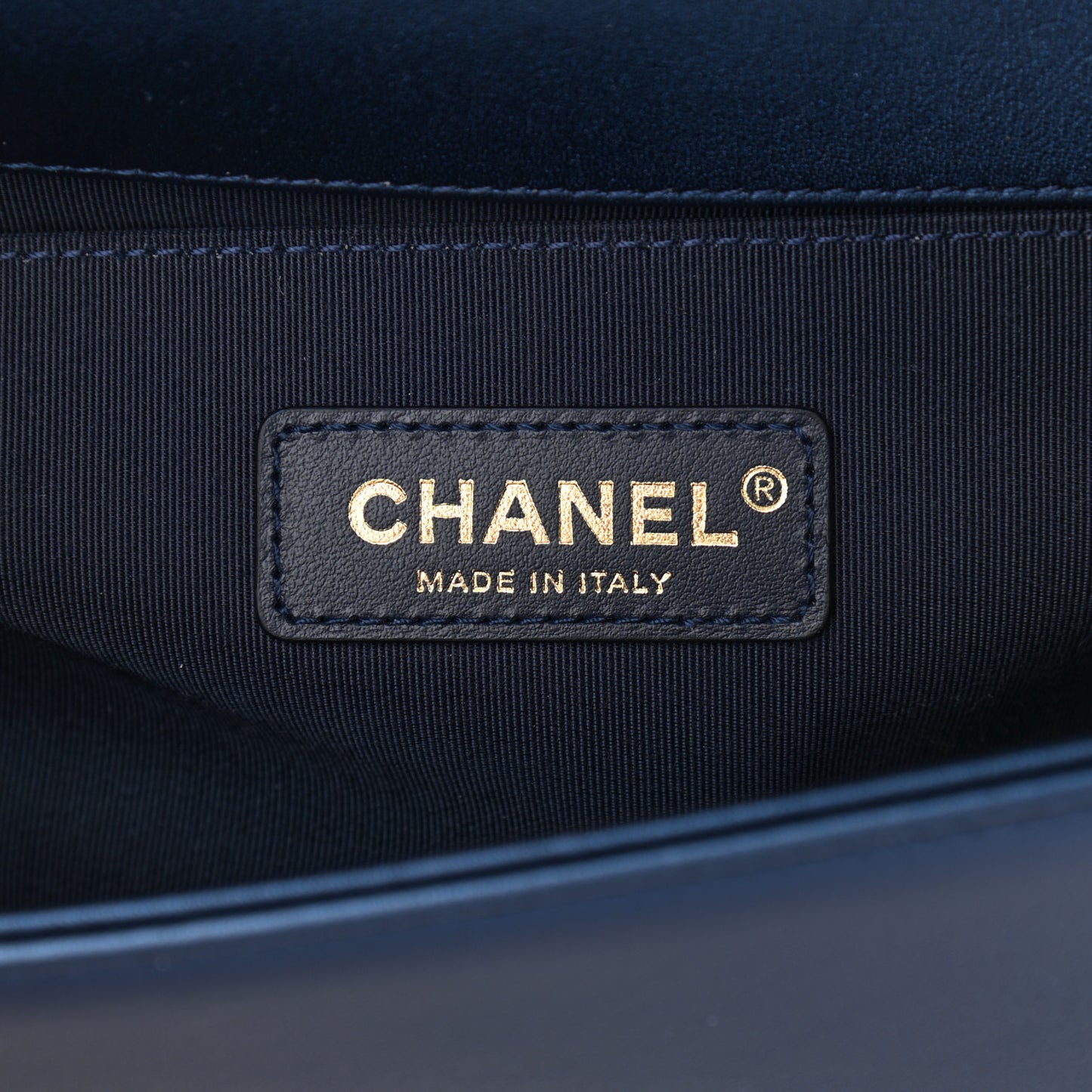 Metallic Calfskin Quilted Medium Boy Flap Navy Blue