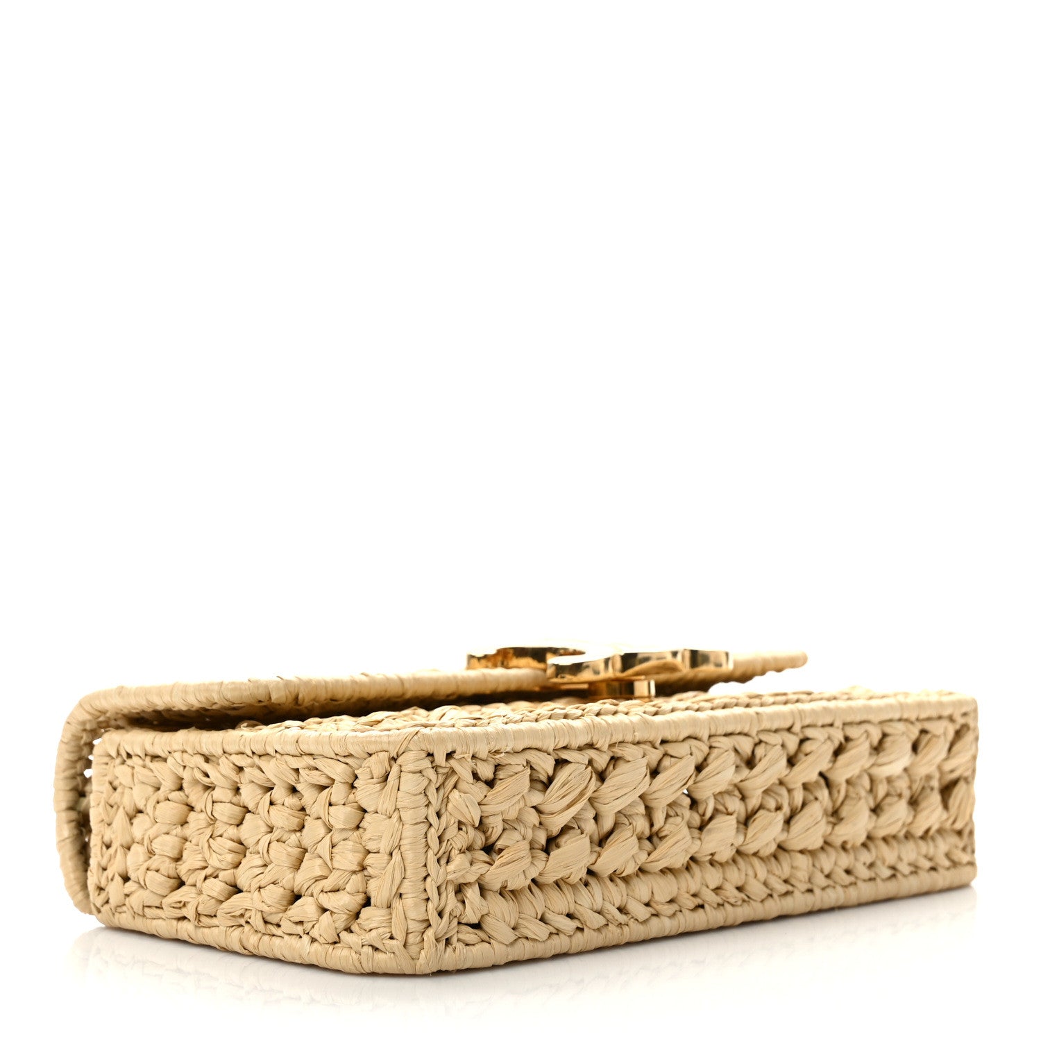 Celine Raffia Effect Claude Chain Shoulder Bag Natural 1478828