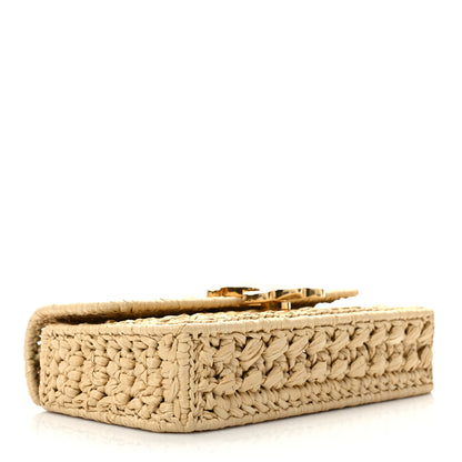 Celine Raffia Effect Claude Chain Shoulder Bag Natural 4 of 9