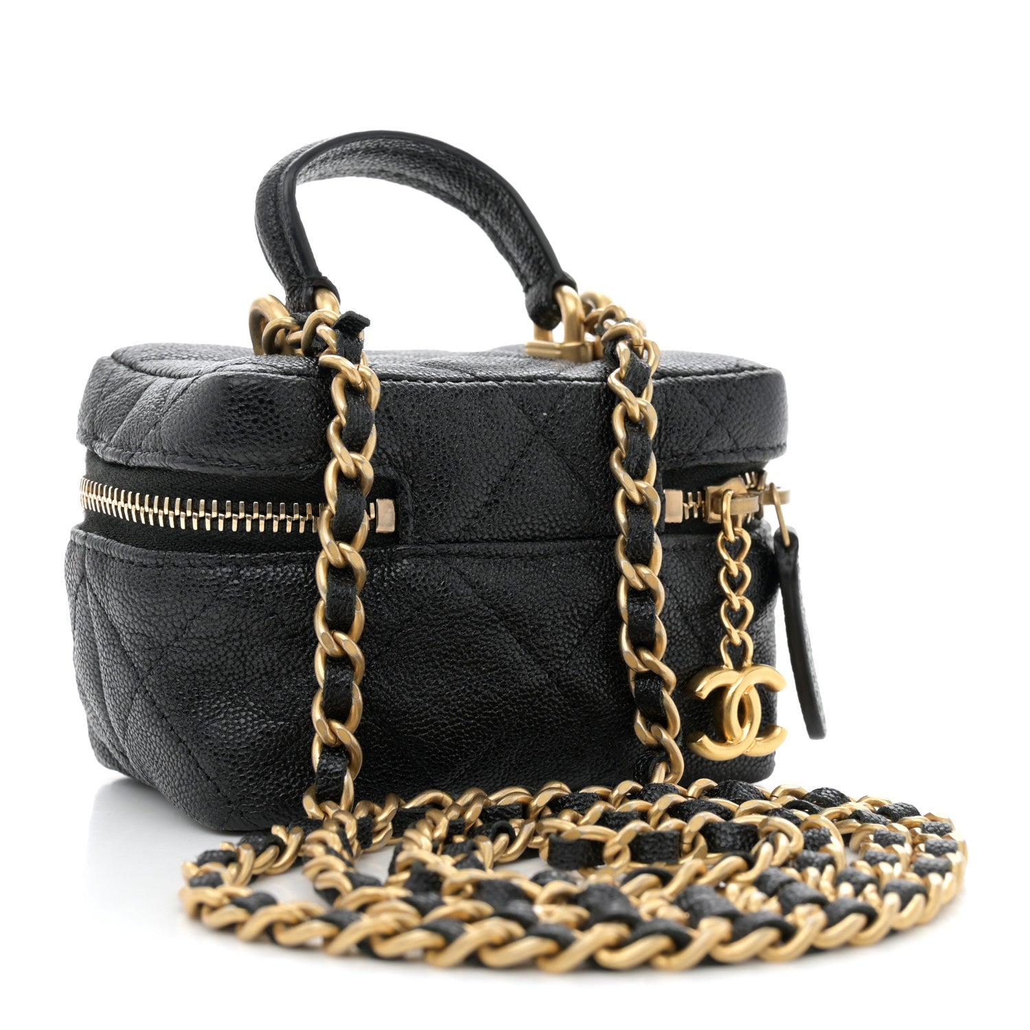 Chanel Caviar Quilted Mini Top Handle Vanity With Chain Black 3 of 10