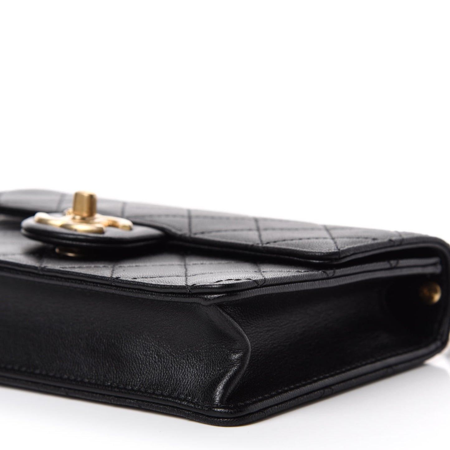 Lambskin Quilted Small Chic Pearls Flap Black