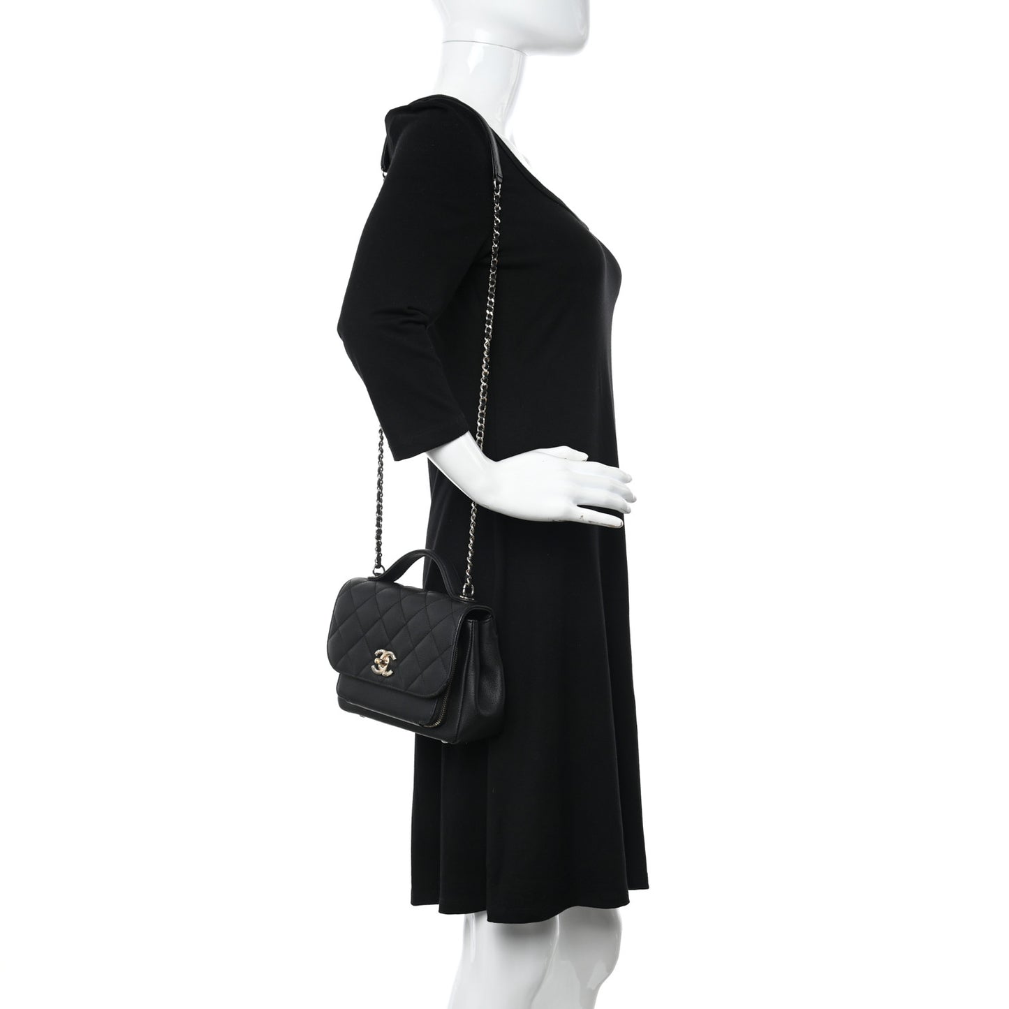 Caviar Quilted Small Business Affinity Flap Black