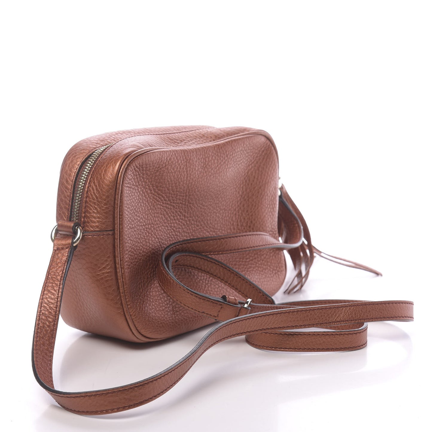 Metallic Pebbled Calfskin Small Soho Disco Bag Burnt Orange