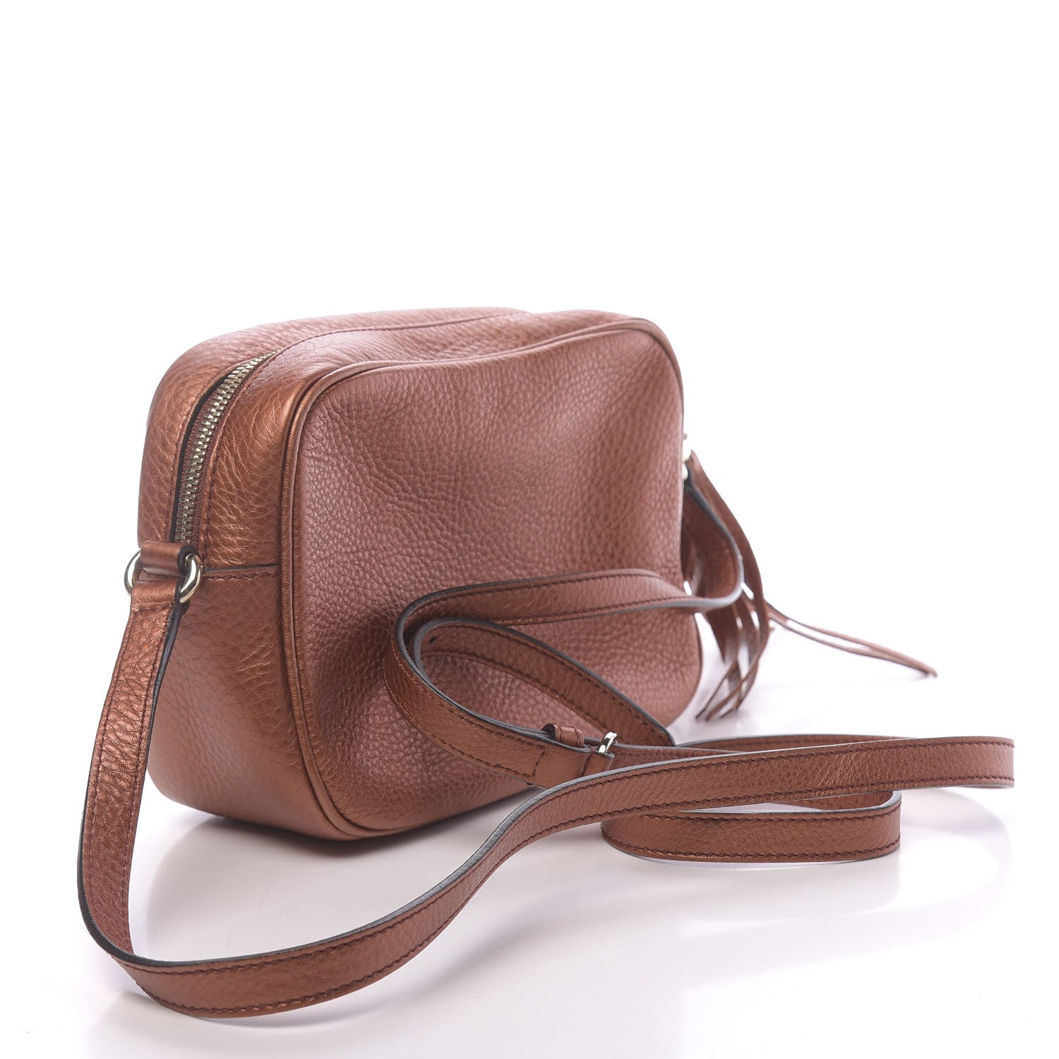Gucci Metallic Pebbled Calfskin Small Soho Disco Bag Burnt Orange 3 of 11