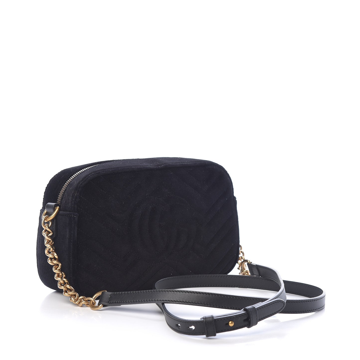 Velvet Matelasse Small GG Marmont Chain Shoulder Bag Black