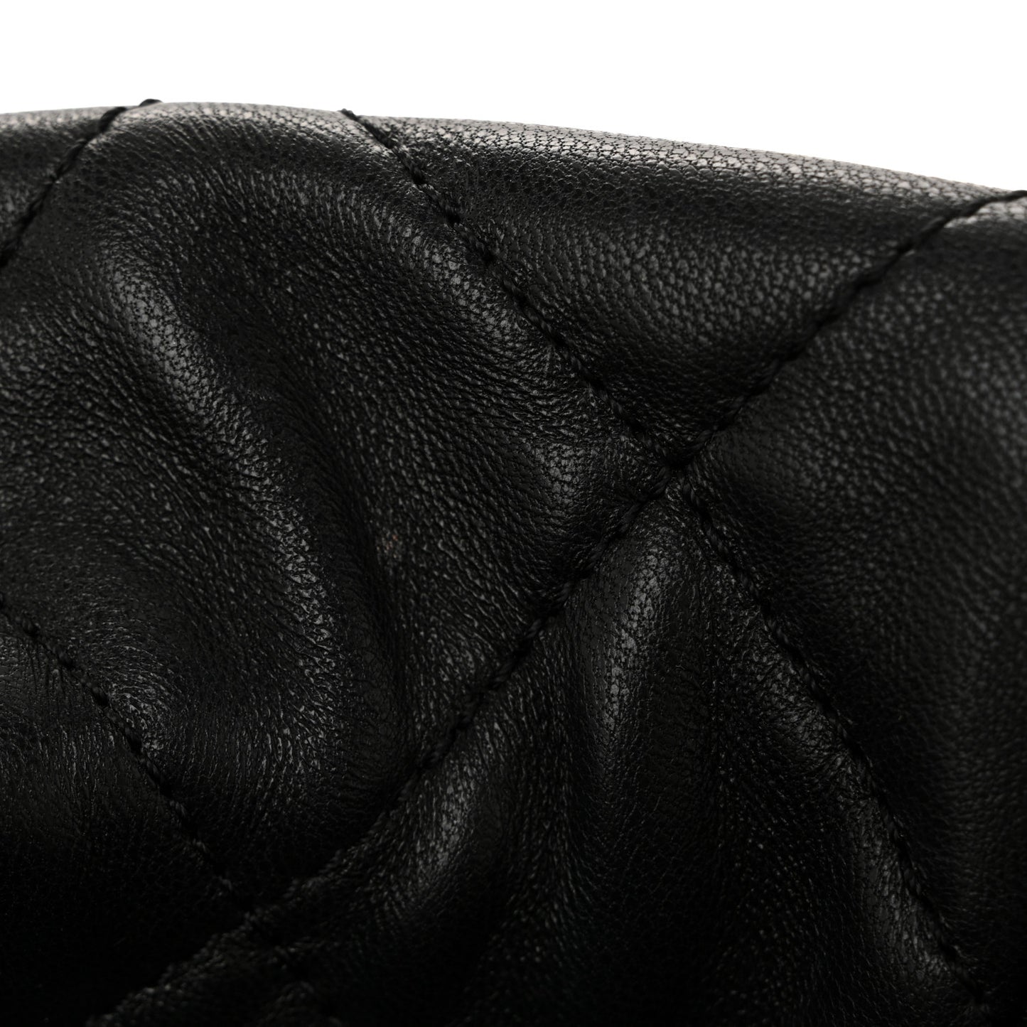Lambskin Quilted Resin Bi-Color Chain Bucket Bag Black