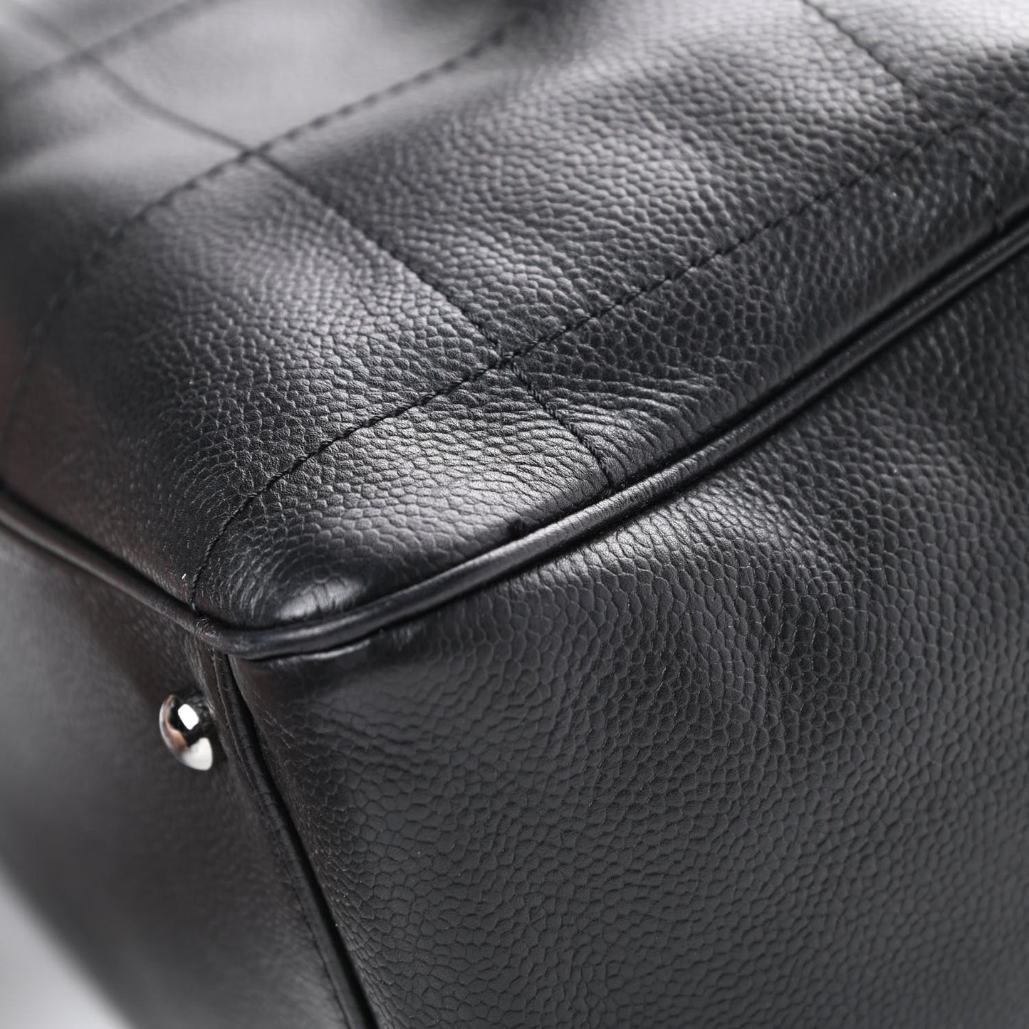 Caviar Square Stitched Large Tote Black
